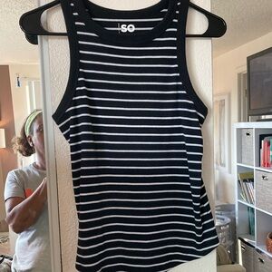 SO Black and White Fitted Sleeveless Tank Top